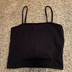 slightly cropped black tank top